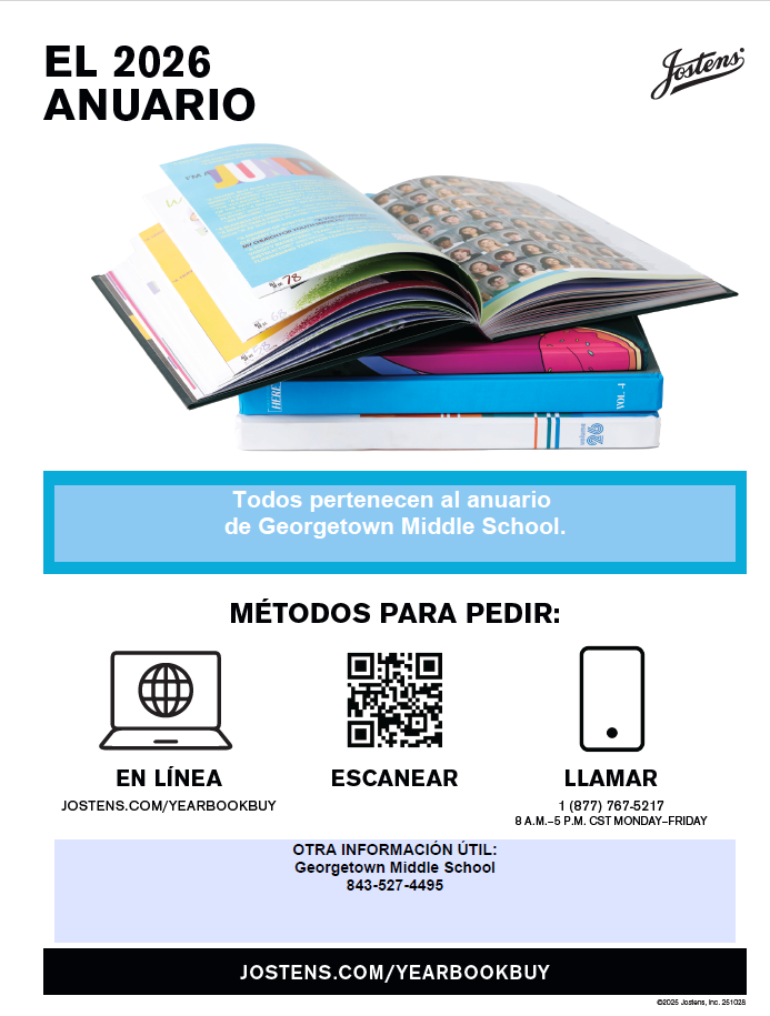 📸✨ It’s that time GMS! 🎉 Yearbooks for the 2025 2026 school year are now on sale! 🙌  Let’s grab your student’s memories 🎓💙 A keepsake they will treasure for a lifetime and future generations will love to look back on 😉  📝 Instructions are below and you can click the link to purchase today: 👉 https://www.jostens.com/apps/store/productBrowse/1042688/Georgetown-Middle-School/2026-Yearbook/2025081813152227076/CATALOG_SHOP  📚 Don’t miss out. Secure your copy now before they are gone! 🎊