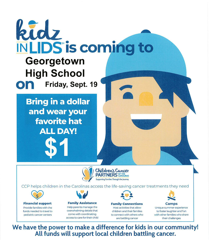 GHS is participating in the Kidz in Lids fundraiser this Friday, September 19, 2025. You can wear your hat all day for $1! Mrs. Grant will be in the Commons Area outside the front office on Friday morning to collect your payment. #ShowYourBulldogSpirit  