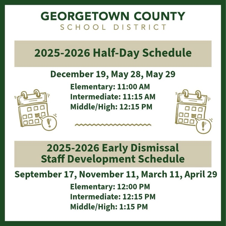 early and half day dismissals