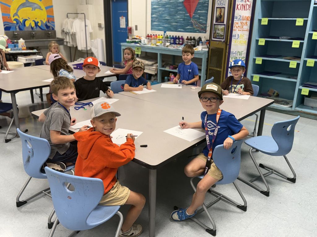 Students sitting at a table.