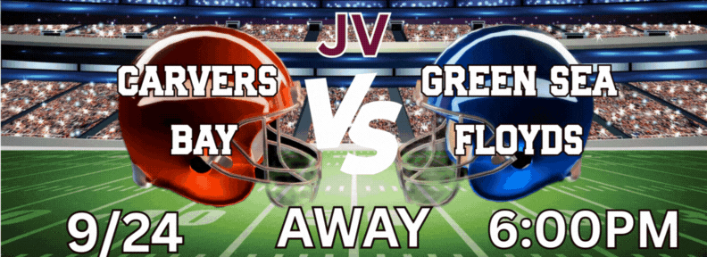 Hello Bear Family. This is a video of a red and blue  football helmet circling each other. It is  for our JV football game tonight against Green Sea Floyds in Green Sea.