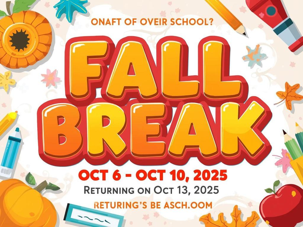 📢 Georgetown Middle School Reminder 📢  We will be out of school from October 6th through October 10th, 2025! 🍂✨ Classes will resume on Monday, October 13, 2025. 📚  Take this time to relax, make memories, have fun, and spend quality time with the people you love most. ❤️👨‍👩‍👧‍👦 Whether it's exploring something new, enjoying a cozy day at home, or just laughing together — make it count! 🌟