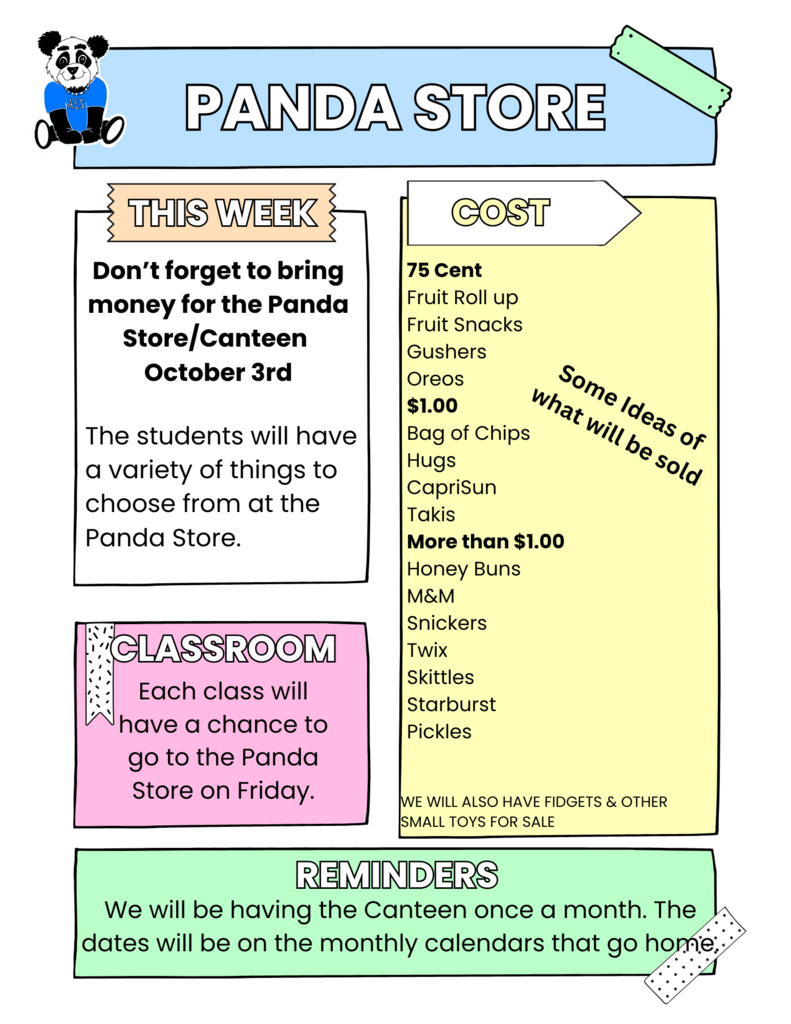 panda store items and prices