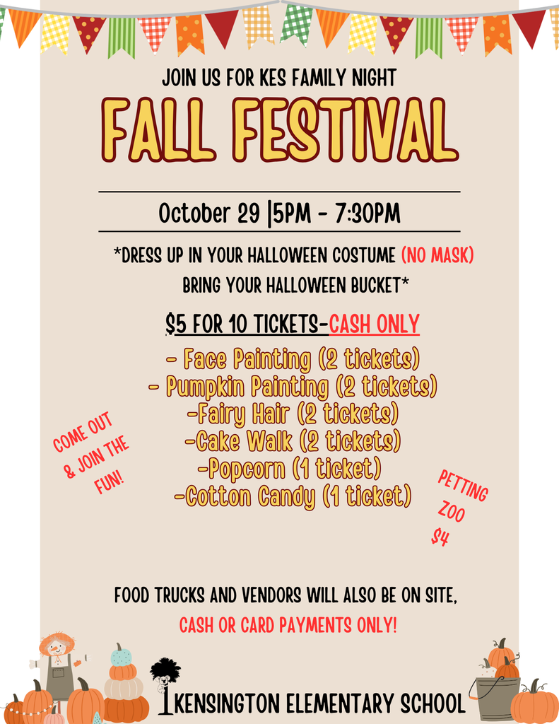 flyer for the KES Fall Festival October 29th