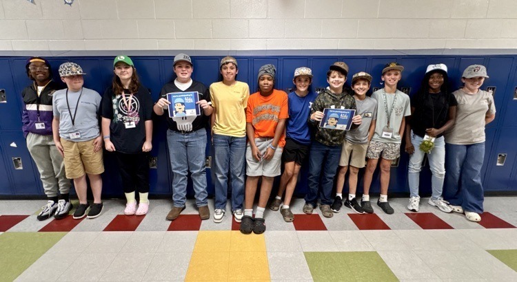 RMS students wearing hats for Kidz in Lids fundraiser.
