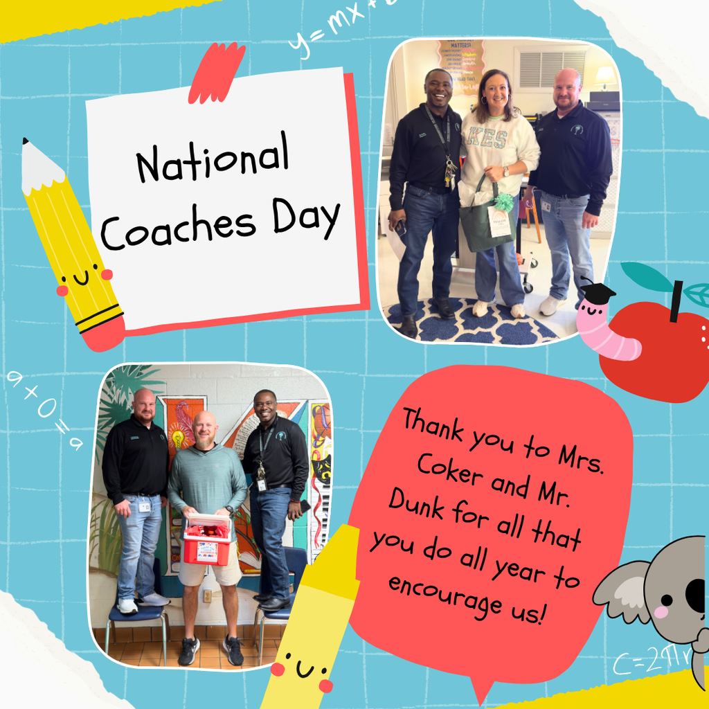 flyer recognizing Mrs. Coker and Mr. Dunk for National Coaches Day