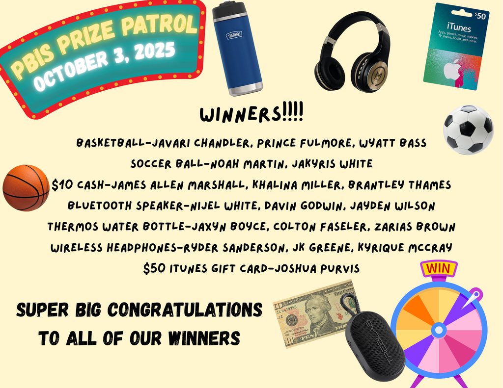 PBIS Prize Winners October 3 2025