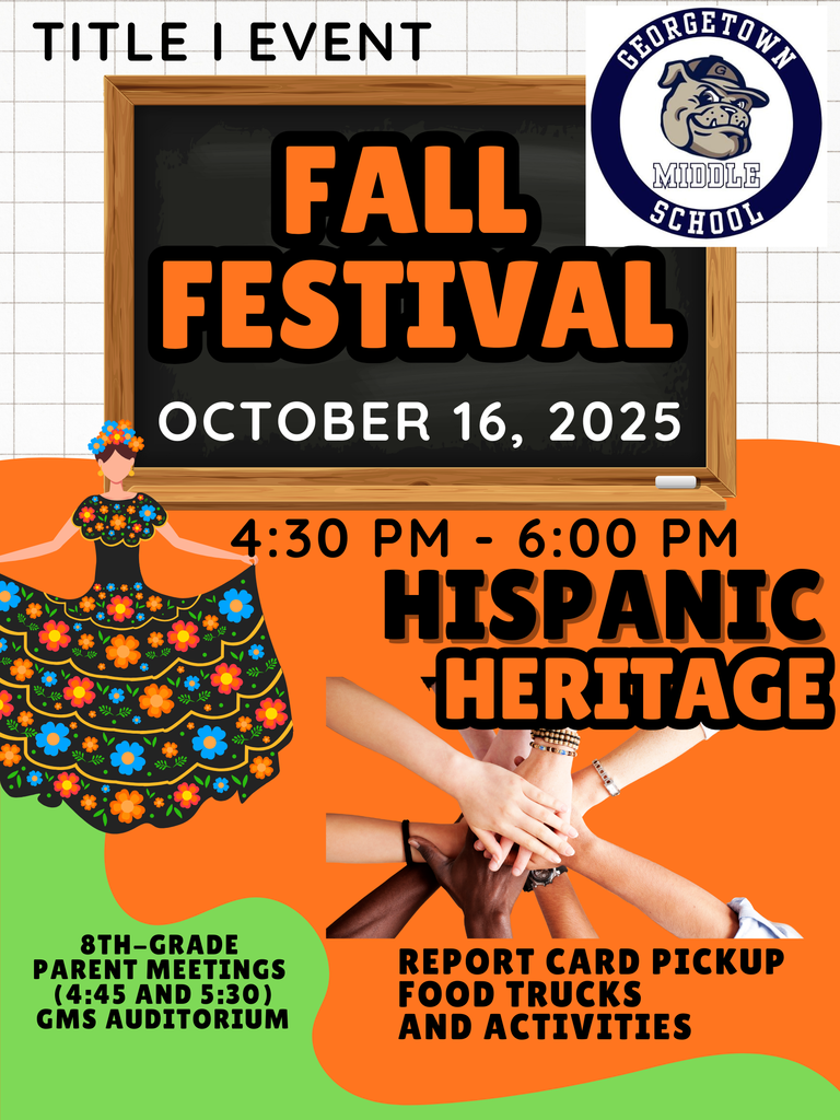 🍂🎉 FALL FESTIVAL FUN is coming to GMS! 🎉🍂  📅 Oct 16, 2025 🕟 4:30 PM – 6:00 PM 📍 GMS Auditorium  We have a night full of excitement planned with 🍔 tasty food trucks, 🎨 fun activities, 📄 report card pickup, and more!  ✨ Attention 8th Grade Families! ✨ It is mandatory to attend one of the 8th Grade Parent Meetings at 4:45 PM or 5:30 PM 🧑‍🎓👩‍🎓. If you are not on time for the first meeting, please be prepared to stay for the 5:30 PM meeting. Important information will be shared to help prepare your student for the next big chapter 📚🚀  Let’s make it a fall-tastic night together! 🍁👨‍👩‍👧‍👦