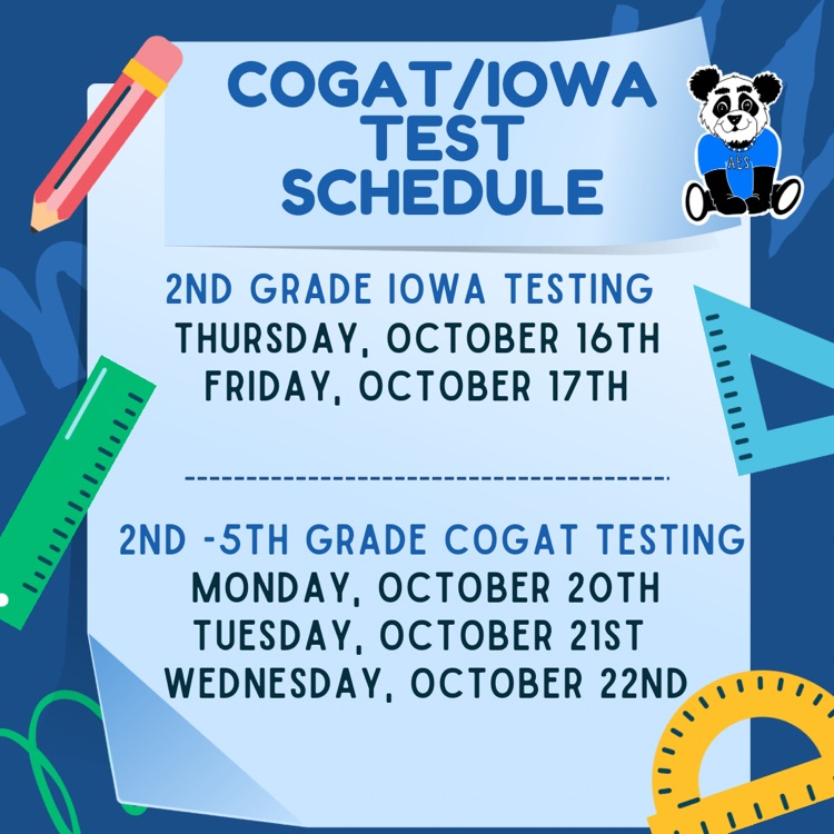 IOWA and CogAt testing schedule