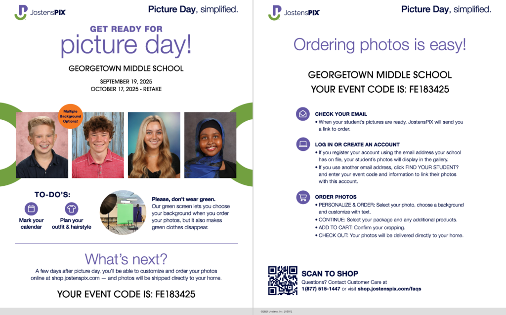 📸✨ GET READY GMS BULLDOGS! ✨📸 It's almost time to SLAY for Picture Day! 😎💁🏽‍♀️💇🏽‍♂️ 🗓️ September 19, 2025 📸 Retakes: October 17, 2025  🚫 No green outfits, please... It’s the background color! 💚🚫  So mark those dates 🗓️, get your hair just right 💇🏽‍♀️, and pull out that fresh fit 👟👔 It’s your time to SHINE! 🌟📷🐾