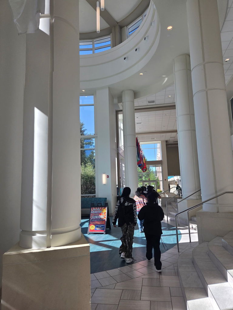 Kids admiring the inside entrance of Coastal Carolina.