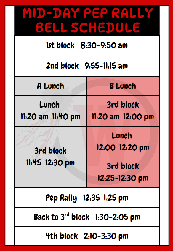mid-day pep rally schedule