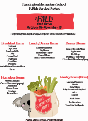 kkids flyer- collecting items for The Salvation Army