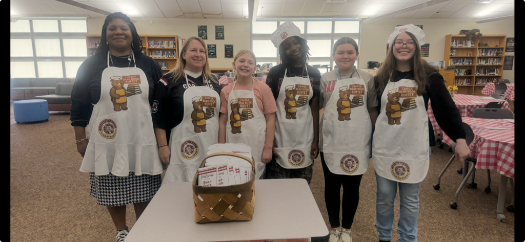 Part of the Bear Book Buffet Media Center workers and student helpers.