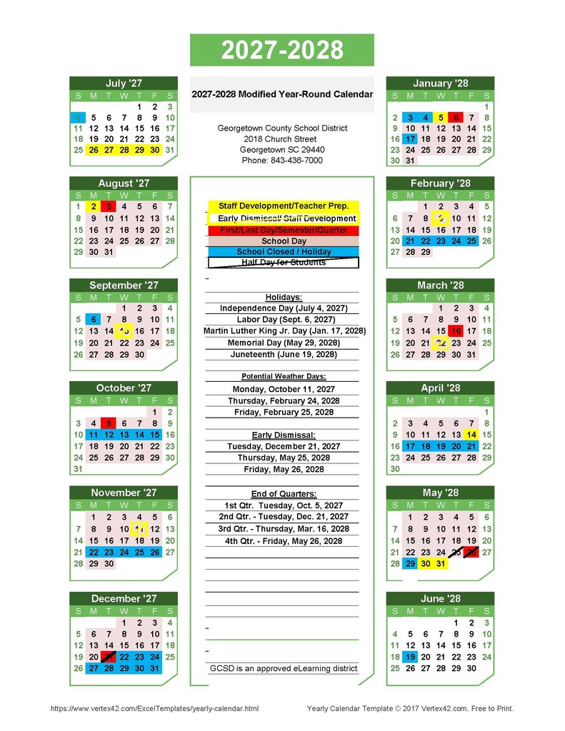 Approved 2027-28 GCSD School Calendar