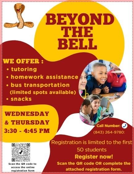 RMS is offering tutoring on Wednesdays and Thursdays 3:30 - 4:30 Scan the QR code and register 