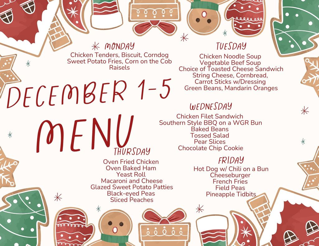 December 1-5 Lunch Menu