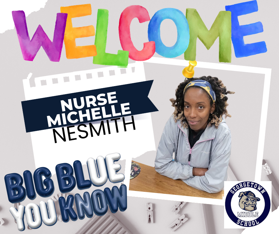 🎉💉 BIG BLUE CREW… help me give a HUGE shout out to our NEW Nurse, Michelle Nesmith! 💙👩🏽⚕️ Welcome to Georgetown Middle School! We are SO excited to have you join our GMS family! Now y’all know our middle schoolers keep a nurse BUSY! 🤣 So here’s a little nurse joke just for you: Why did the school nurse bring a red pen to work? 👉🏽 In case she needed to draw blood! 😆🩸 We appreciate you already and we know you’re going to be AMAZING! 💙🏫✨ WELCOME TO GEORGETOWN MIDDLE SCHOOL, NURSE NESMITH! 🎉💉💙