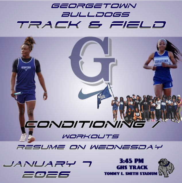 For those who are interested in participating in track & field for this upcoming season, workouts will resume when we return on Wednesday, January 7, 2026.  Actual track season begins Tuesday, February 2.  Make sure you have an updated physical and dress appropriately for workouts.