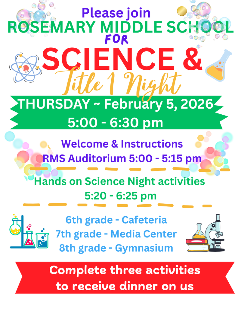 RMS Science Night Thursday February 5, 2026 5:00-6:30 pm