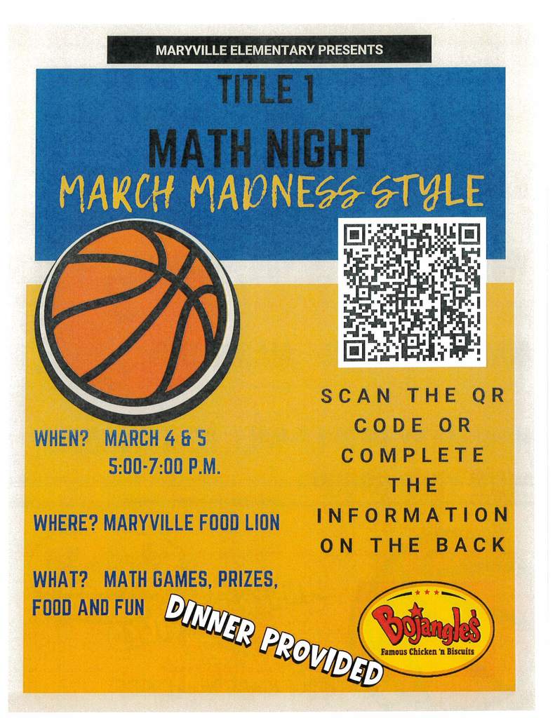 Math Night March Madness Style! Come join us!