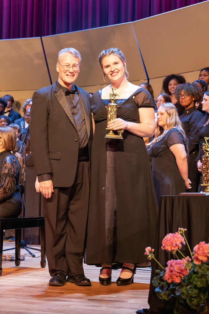 High School All-County Band Outstanding Performer Award recipient (right) with high school clinician 