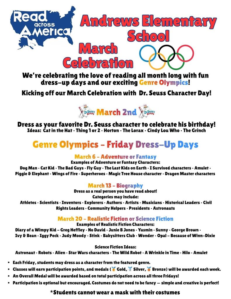 Dr. Seuss Day and Genre Olympics