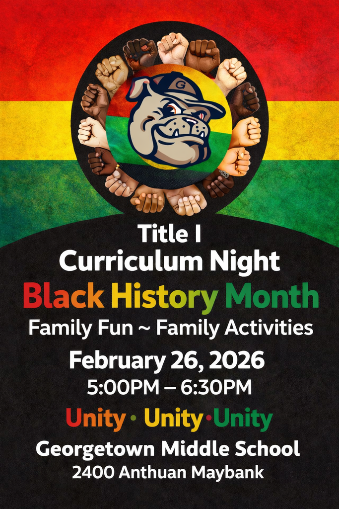 🐾💙 HEY BULLDOG FAMILY! 💙🐾  February has been JAM-PACKED with events, celebrations, and BIG BLUE moments… but we’re just a few days away from March, and we cannot move forward without taking time to honor Black History Month ❤️🖤💛💚  We’re bringing it all together with Curriculum Night — the perfect time to: ✔️ Check up on your student’s progress ✔️ Get important updates about what’s happening at GMS ✔️ Connect with our school community  ✨ AND… if you missed yesterday’s AMAZING Black History Month Program — don’t worry! It was powerful, inspiring, and we are excited to share highlights with our families and community!  📅 Happening TODAY! 🕔 February 26, 2026 ⏰ 5:00 PM – 6:30 PM  Come out and be part of the celebration, connection, and culture that makes GMS special 💫