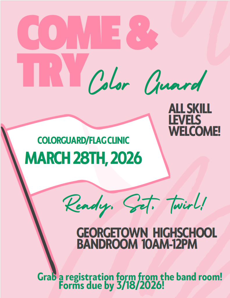 📣🥁 Calling All Future Band Stars! 🎺✨ The High School Band Director has announced an exciting opportunity for our students! There will be a Color Guard Clinic and Drumline Clinic coming up soon, and it’s the perfect chance for students to learn new skills, meet other band members, and see what all the band excitement is about. If you are interested in participating, Mr. Bailey is the contact person here at GMS. He will have the registration forms available and will collect them once they are completed. 💲 Clinic Fee: $10 Now listen… if you’ve ever been tapping on the lunch table, beating on the desk, or drumming on pots and pans at home… 👀 this might be your calling! Your parents might actually be happy to see you drum somewhere other than in the kitchen. 😂 Come out, learn something new, and let’s make some noise the RIGHT way! 🎶