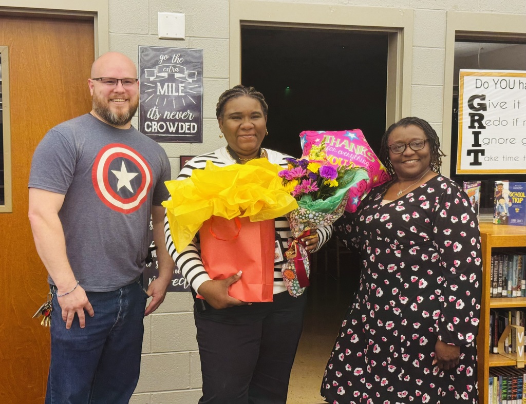 Ms. LaShawna Armstrong, Support Staff of the Year along with Principal Fraiser and Vice-Principal Dr. Poston.