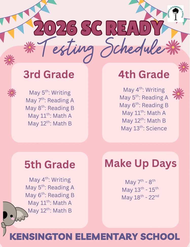 schedule for sc ready testing for 3rd-5th grades