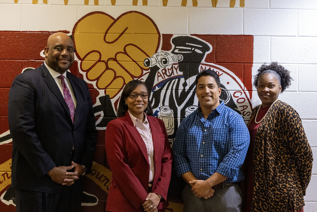 Carvers Bay Early College & Career High School - Luis Betancourt (third from left) pictured with District and school administration