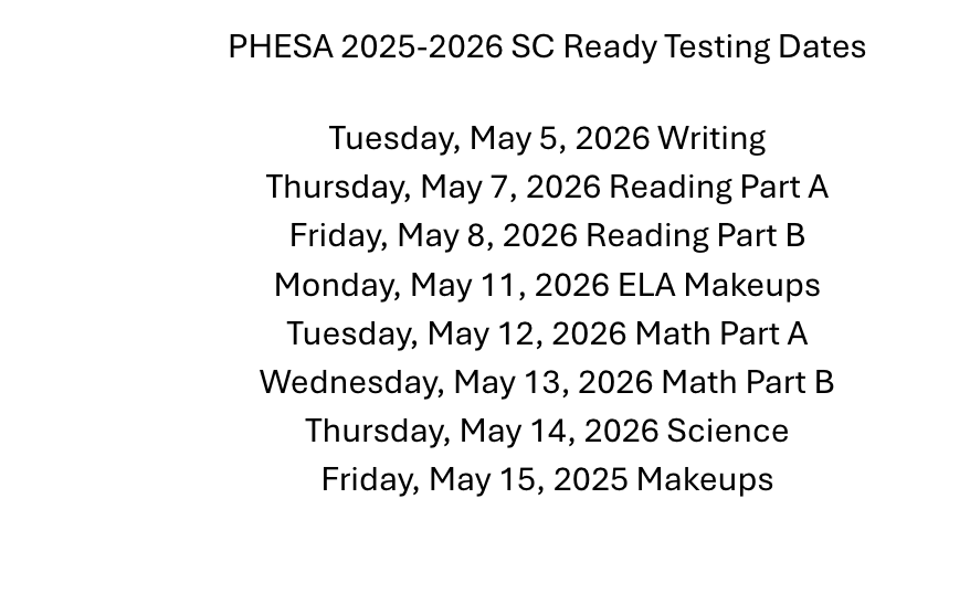 SC Ready Testing Dates 2026