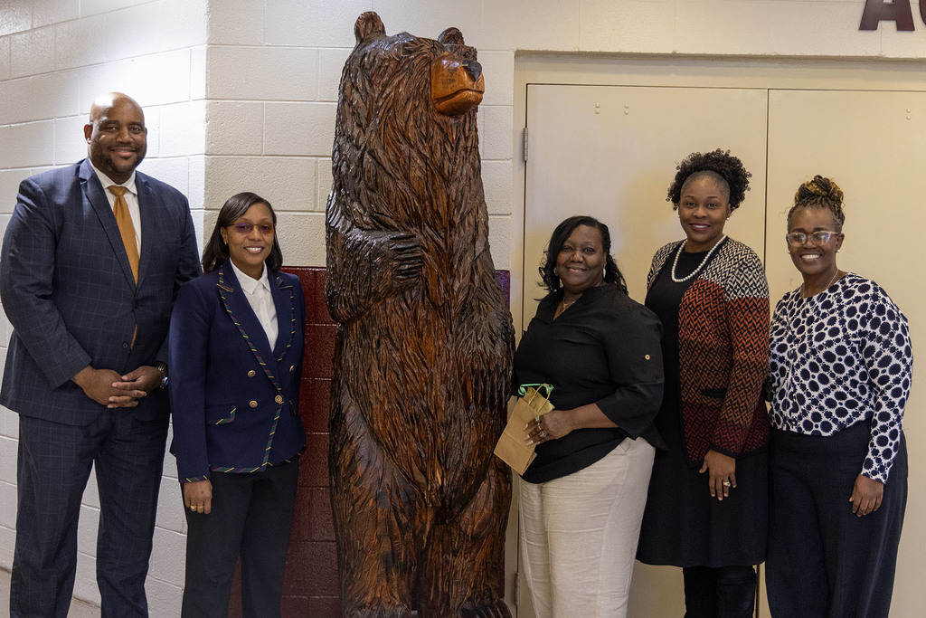 Carvers Bay Early College & Career High School - Temple Cuttino (third from right) pictured with District and school administration