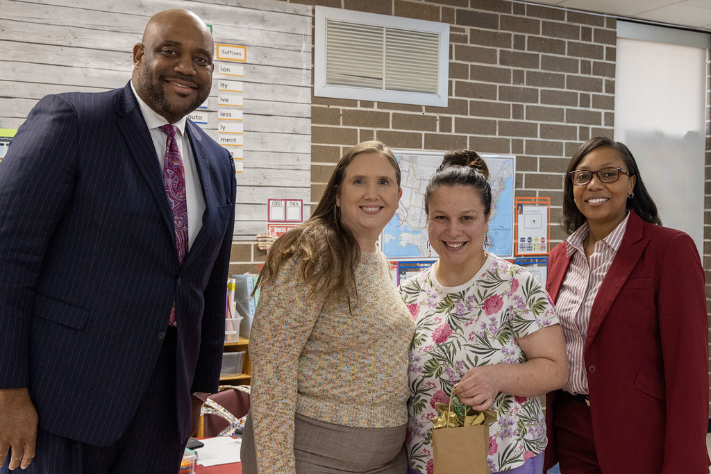 Andrews Elementary School - Sabrina Dorion (second from right) pictured with District and school administration