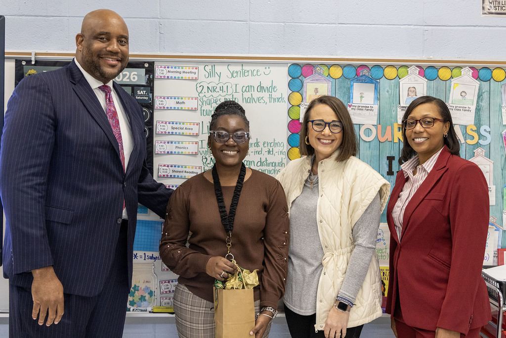 Maryville Elementary School - Aaliyah Jones (second from left) pictured with District and school administration