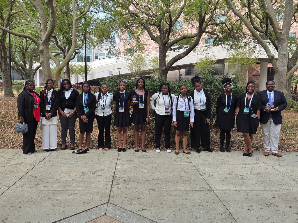 Our FBLA students standing in front of the Conference Center.