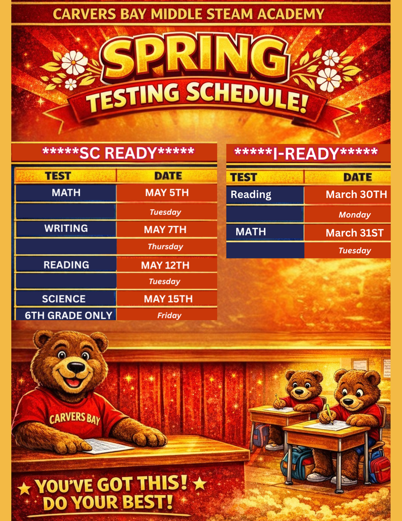 Spring Testing Schedule flyer