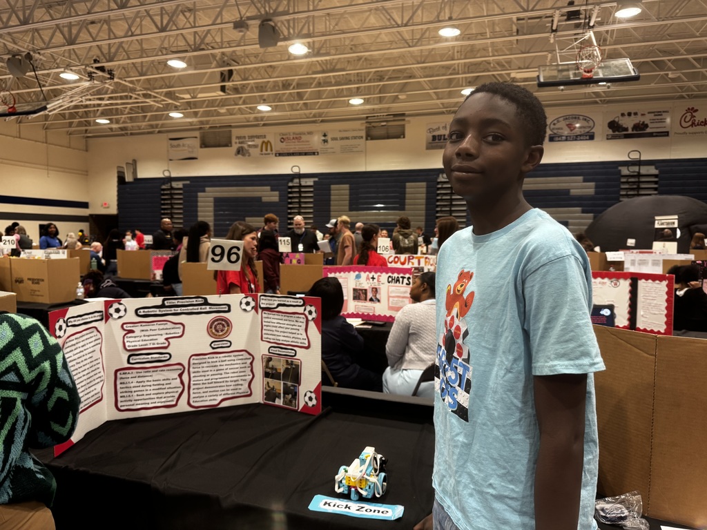 Kameron with his project.