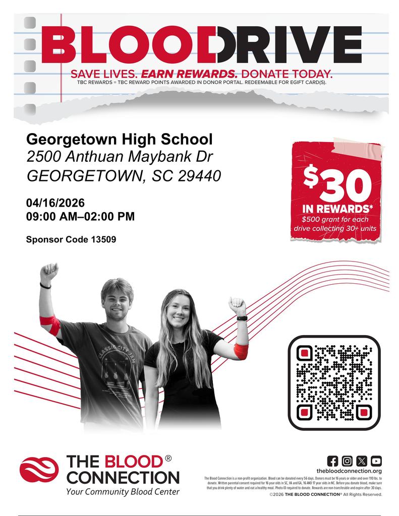 It is time for the FINAL HOSA Sponsored Blood Drive of the school year The date is Thursday, April 16th in the AUX GYM.  I encourage you all to donate, if possible!    All donors 16 years old must get a permission slip from Ms. Poston; 17 or older do not need this.