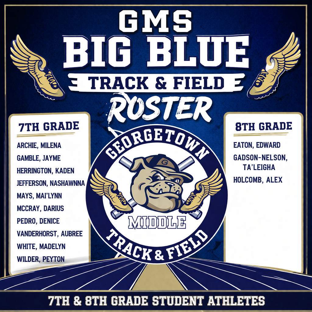 🔵⚪ GMS BIG BLUE TRACK & FIELD ⚪🔵 7th & 8th Grade Student Athletes 🏃‍♂️🏃‍♀️💨  BIG BLUE is hitting the track and making moves! Let’s show some love to our dedicated Bulldogs putting in the work this season! 💪🐾  🔹 7th Grade Milena Archie Jayme Gamble Kaden Herrington Nashawnna Jefferson Mai'Lynn Mays Darius McCray Denice Pedro Aubree Vanderhorst Madelyn White Peyton Wilder  🔹 8th Grade Edward Eaton Ta'Leigha Gadson-Nelson Alex Holcomb  From the starting line to the finish line, these athletes are representing BIG BLUE with pride, speed, and determination! 🏁🔥  📣 Bulldog Family, come out and support our Track & Field team this season!