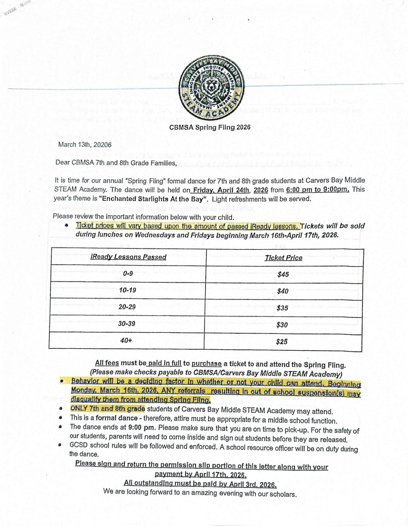 Ticket Prices for Spring Fling 2026 flyer