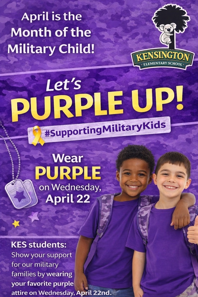 Flyer for Month of the Military Child, wear purple on April 22nd.