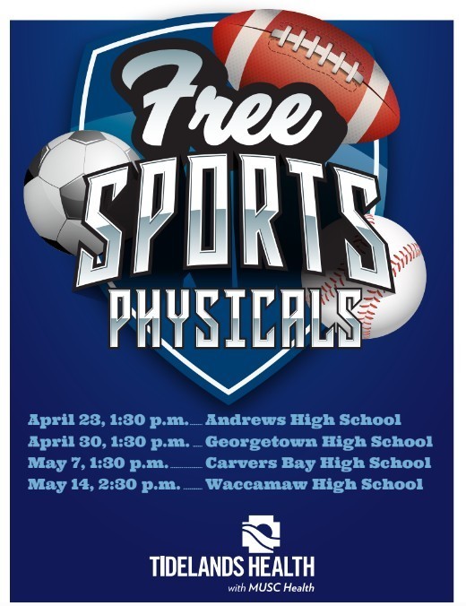 Sports physicals flyer-Andrews High School, April 23, 1:30 pm
