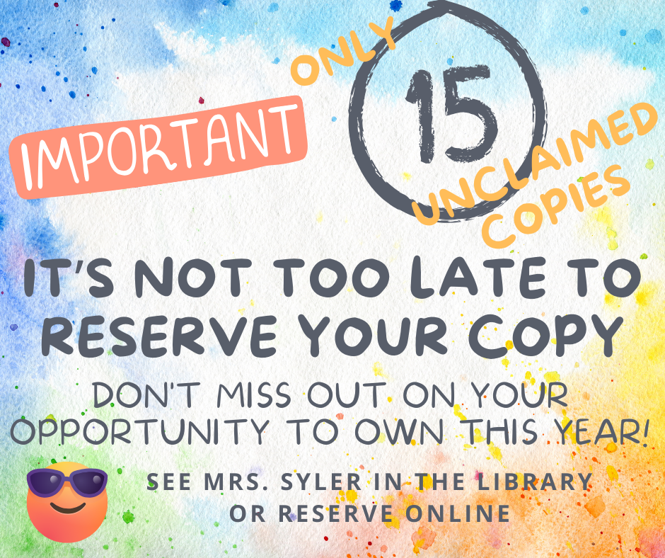 Yearbook reminder 15 copies left