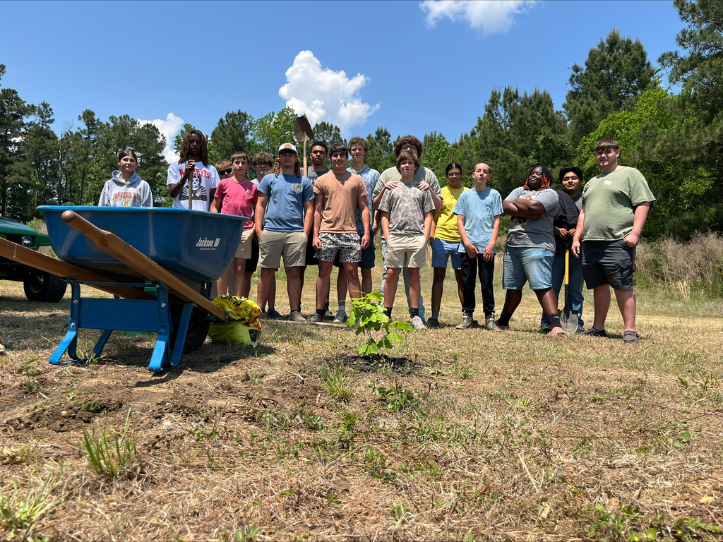 Arbor Day at GHS on Friday, April 24- Environmental and Natural Resources classes planted four native white oaks grown from acorns last fall. #CTE #ArborDay #GeorgetownBulldogs 