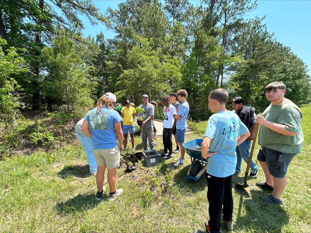 Arbor Day at GHS on Friday, April 24- Environmental and Natural Resources classes planted four native white oaks grown from acorns last fall. #CTE #ArborDay #GeorgetownBulldogs 