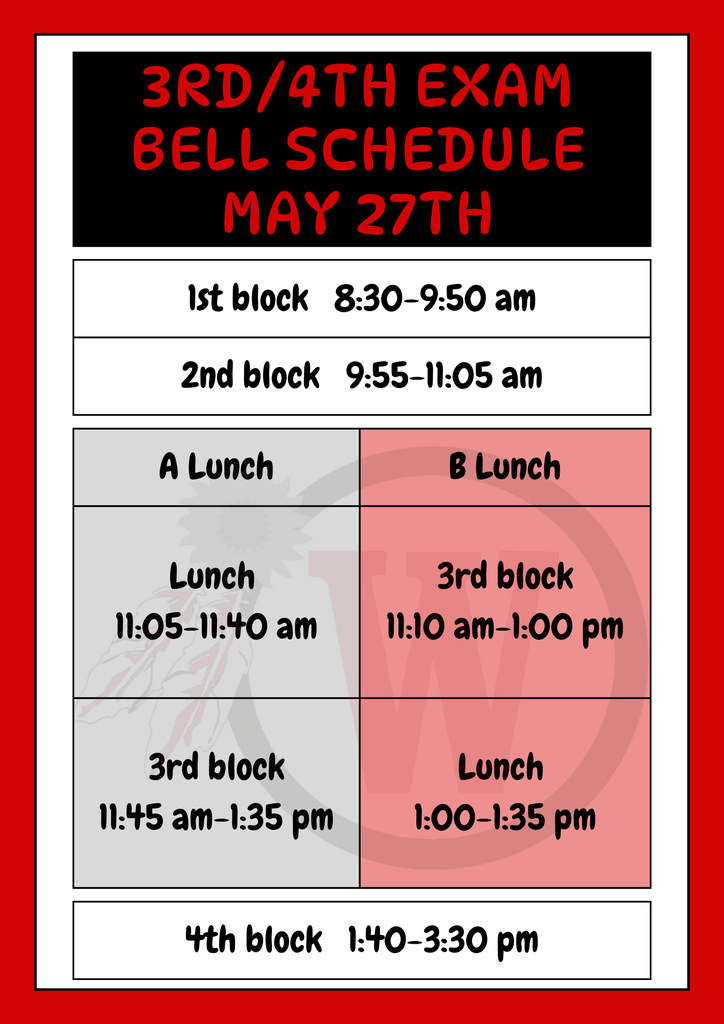 Bell Schedule May 27