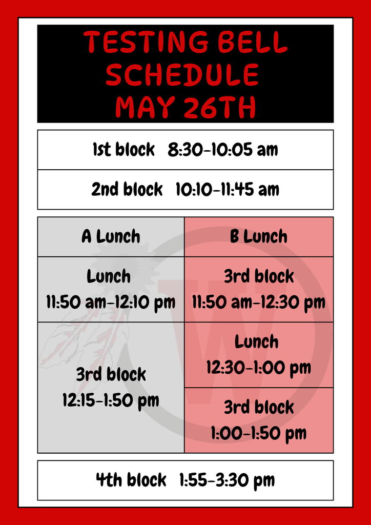Bell Schedule May 26