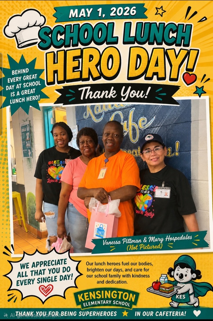 Flyer for School Lunch Hero Day, with 4 Cafeteria ladies standing in front of a wall
